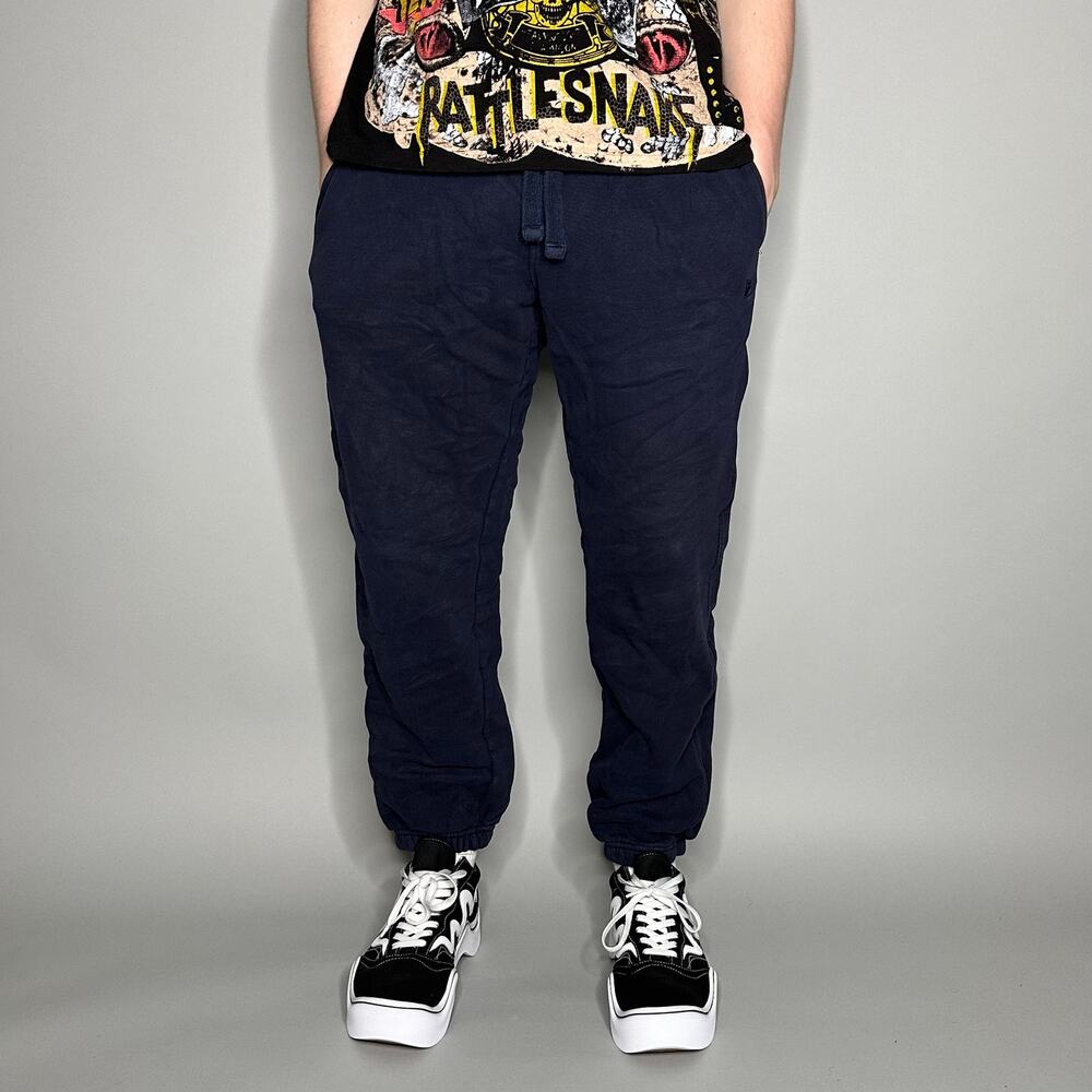 Vintage Y2K Fila Joggers Mens M Navy Blue Cotton Sweatpants Embroidered Logo - Picture 2 of 4